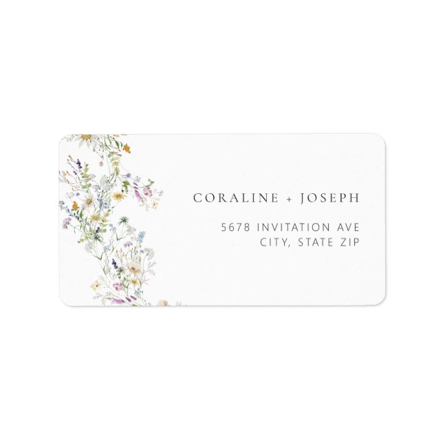 Boho Prairie Wildblume Wedding Address Label Adressaufkleber (Vorne)