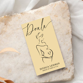 Boho Pregnant Lady Line Art Doula Midwife QRCODE Visitenkarte