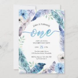 Boho première fête d'anniversaire Invitation
