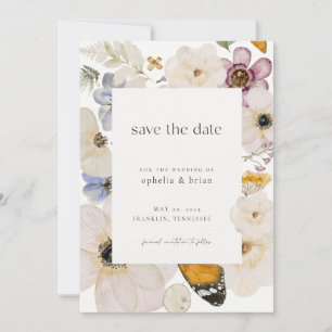 Boho Pressed Dried Blume Save the Date Einladung