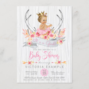 Boho Princess Tribal Antler Babydusche Einladung