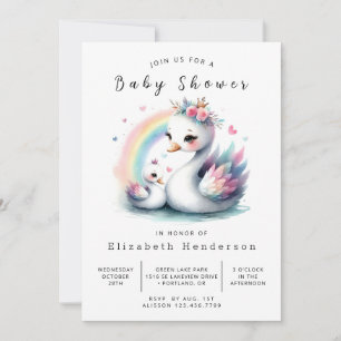 Boho Printable Swan Baby Shower Einladung