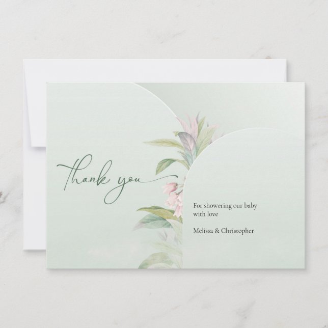 Boho printemps vert eucalyptus blush bébé merci (Devant)