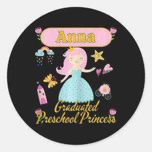 Boho Prinzessin Anna 2026 Personalisierter Vorschu Runder Aufkleber