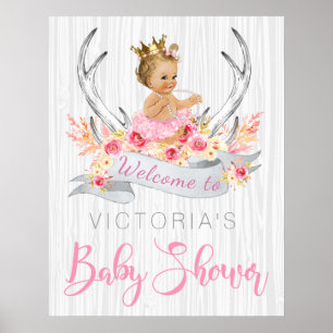 Boho-Prinzessin Baby Shower-Schild Poster