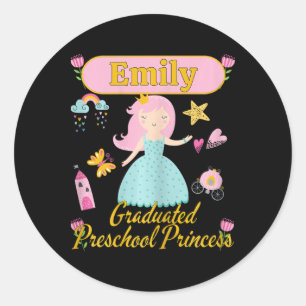 Boho Prinzessin Emily 2026 Personalisierter Vorsch Runder Aufkleber