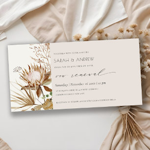 Boho Protea Dry Palm Floral Vow Renewal Einladung