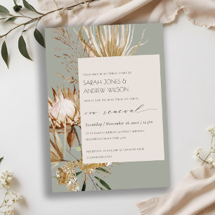 Boho Protea Dry Palm Floral Vow Renewal Einladung