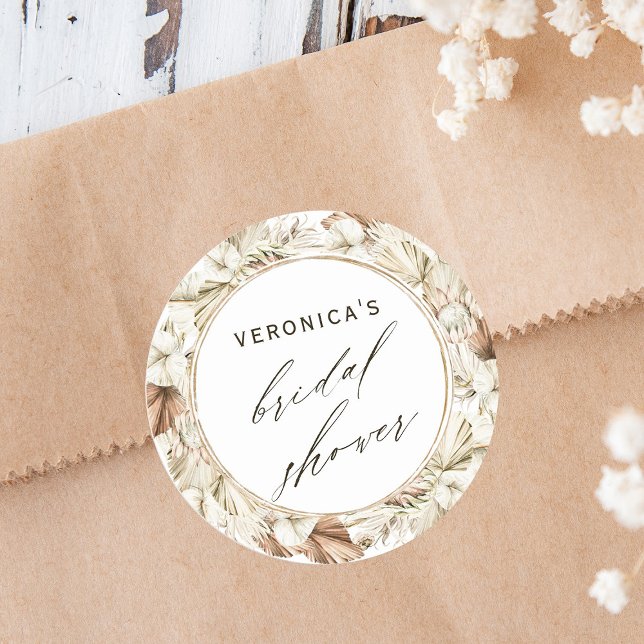Boho Protea Pampas Grass Floral Brautparty Runder Aufkleber (Von Creator hochgeladen)