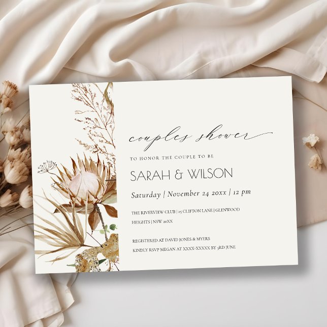 Boho Protea Sec Palm Floral Couples Invitation de  (Créateur téléchargé)