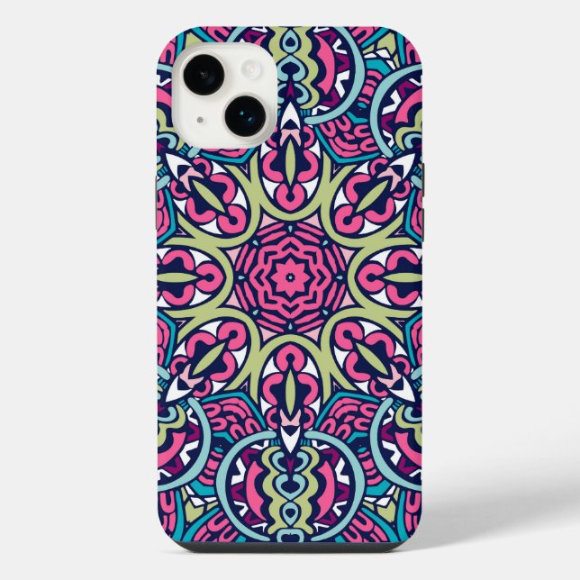 Boho Psychedelic Tribal iPhone Case 14 Plus Hülle (Rückseite)