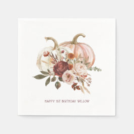 Boho Pumpkin Autumn Bloom Birthday Serviette