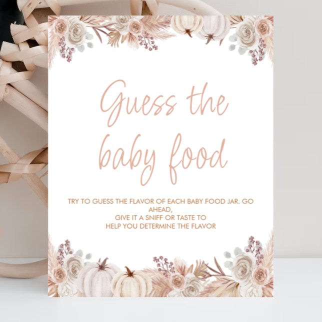 Boho Pumpkin Baby Dusche Ratet das Baby Food Sign Poster (Von Creator hochgeladen)