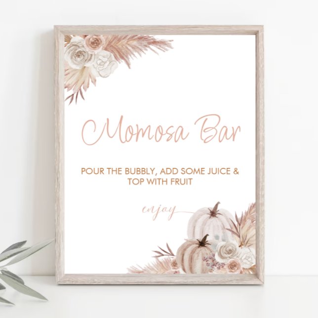 Boho Pumpkin Baby Shower Momosa Bar Sign Poster (Von Creator hochgeladen)