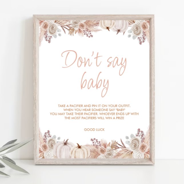 Boho Pumpkin Baby Shower Say Baby Sign Poster (Von Creator hochgeladen)
