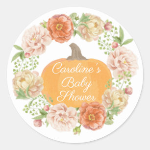 Boho Pumpkin Fall Baby Dusche Aquarellbrand Runder Aufkleber