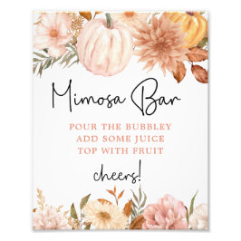 Boho Pumpkin Fall Baby Dusche Mimosa Bar Poster
