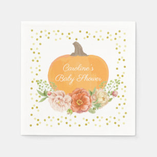 Boho Pumpkin Fall Floral Baby Dusche Wasserfarbe Serviette