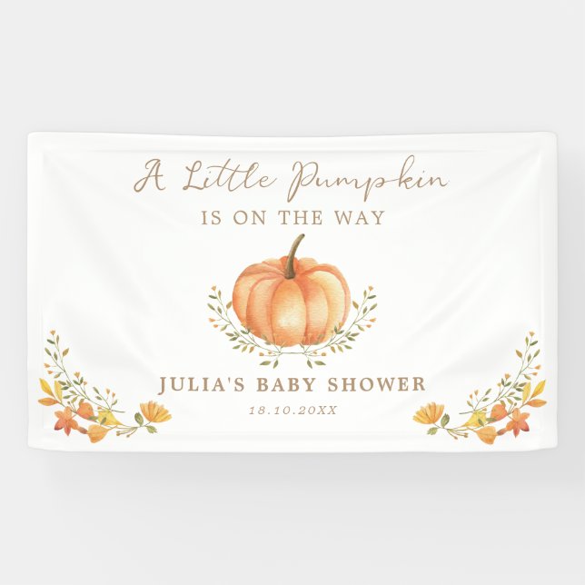 Boho Pumpkin Fall Foliage Baby Dusche Banner (Horizontal)