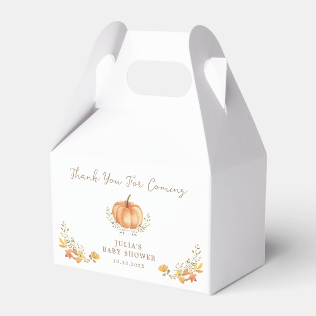 Boho Pumpkin Fall Foliage Baby Dusche Geschenkschachtel (Rückseite)