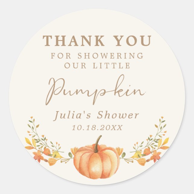 Boho Pumpkin Fall Foliage Vielen Dank Runder Aufkleber (Vorderseite)