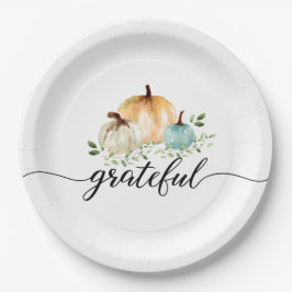 Boho Pumpkin Fall Watercolor Dankbarer Erntedank Pappteller