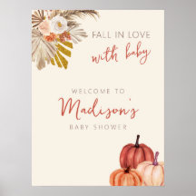 Boho Pumpkin fällt in Liebe mit Baby Welcome Sign