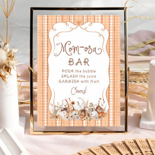 Boho Pumpkin Floral Baby Shower Mama-osa Bar Poster