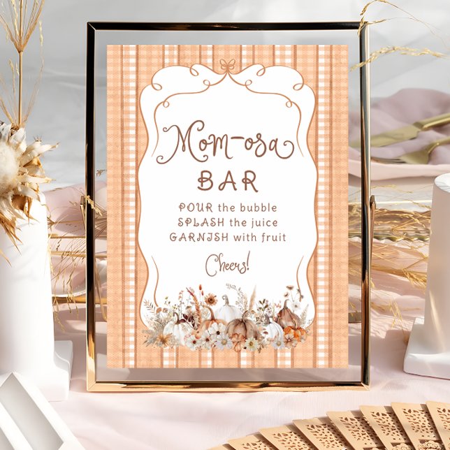Boho Pumpkin Floral Baby Shower Mama-osa Bar Poster (Von Creator hochgeladen)