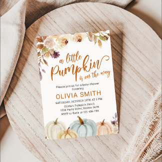Boho Pumpkin Floral Fall Baby Dusche Einladung