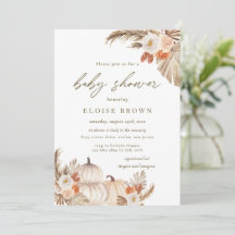 Boho Pumpkin Pampas Grass Autumn Baby Shower
