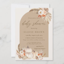 Boho Pumpkin Pampas Grass Floral Arch Baby Dusche