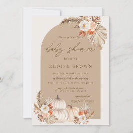 Boho Pumpkin Pampas Grass Floral Arch Baby Dusche Einladung