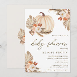 Boho Pumpkin Pampas Grass Floral Baby Dusche Einladung