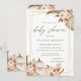 Boho Pumpkin Pampas Grass Geometric Baby Shower Einladung