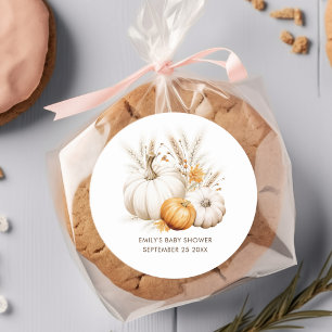 Boho Pumpkins Pampas Grasses Name Datum Kinderdusc Runder Aufkleber