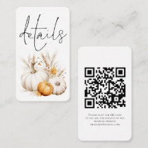 Boho Pumpkins Script QR Code Wedding Details