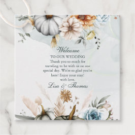 Boho Pumpkins und Fall Wildblumen Hochzeit Geschenkanhänger
