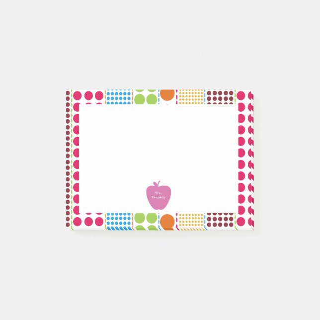 Boho punktiert rosa Apple-Lehrer Post-it Klebezettel (Vorderseite)