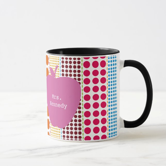 Boho punktiert rosa Apple-Lehrer Tasse (Rechts)