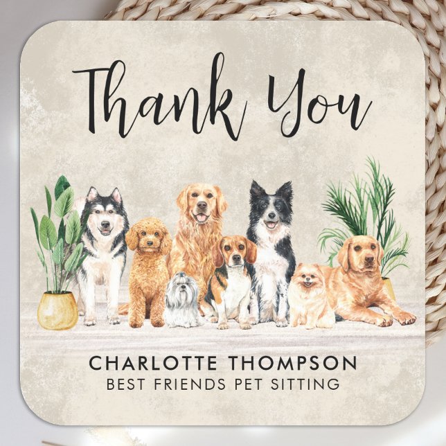 Boho Puppy Hunde Haustier Sitter Dog Groomer Viele Quadratischer Aufkleber (Von Creator hochgeladen)