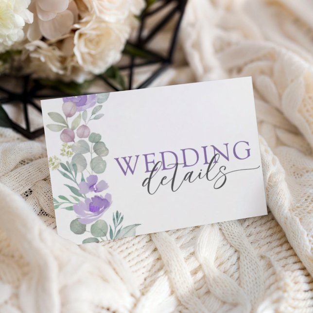Boho Purple Floral Watercolor Wedding RSVP Karte (Von Creator hochgeladen)