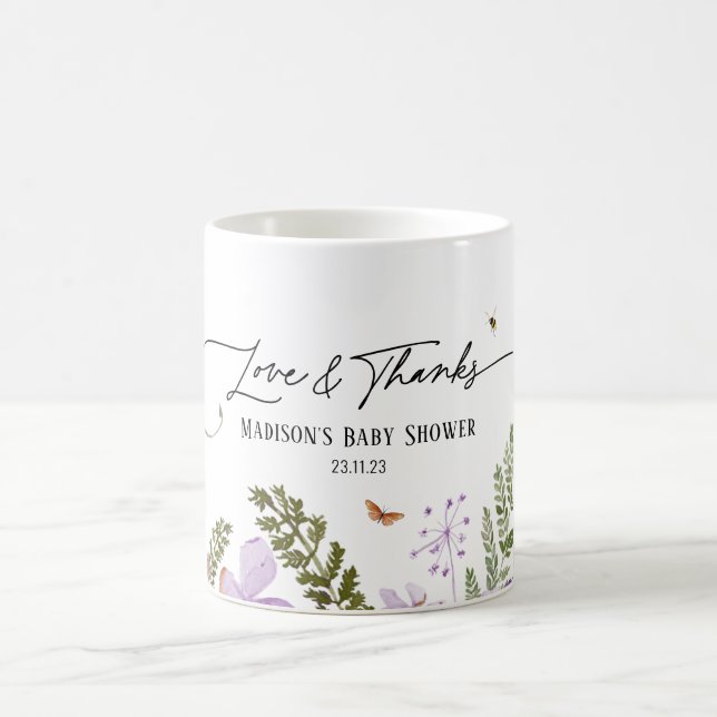 Boho Purple Florals Baby shower Merci Gift Mug (Centre)