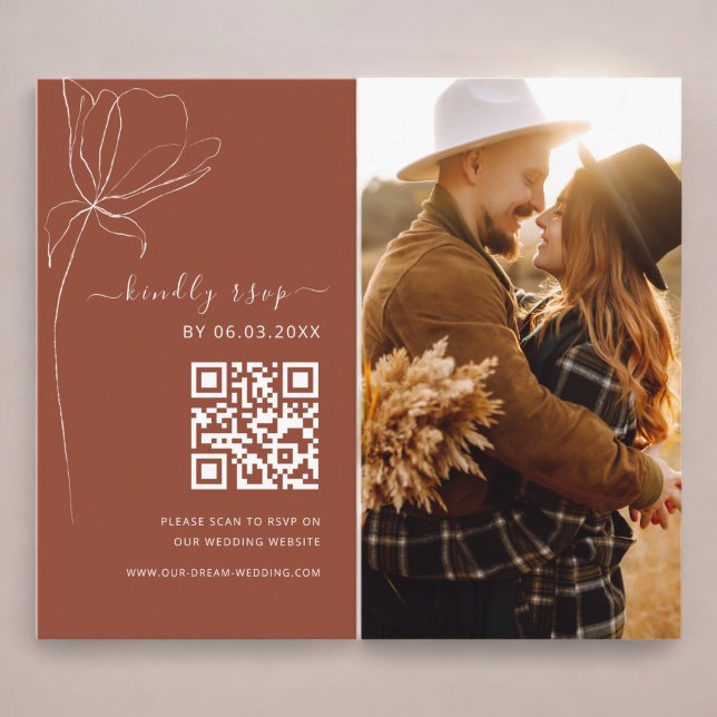Boho QR Code Minimalistische UAWG Wedding Website Begleitkarte (Von Creator hochgeladen)
