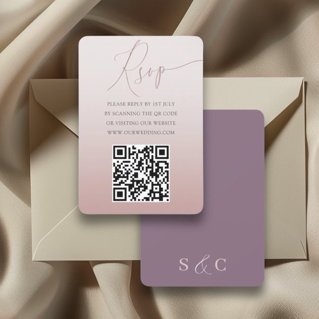 Boho QR Code Rose or Simple RSVP Mariage (Créateur téléchargé)