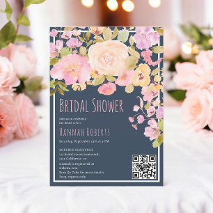 Boho QR Pastel Pink Peach Brautparty Einladung