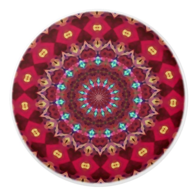 Boho Quilt Keramik Knob Keramikknauf (Vorderseite)