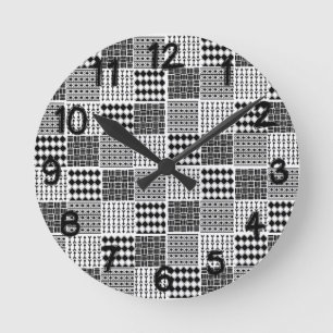 Boho Quilt Runde Wanduhr