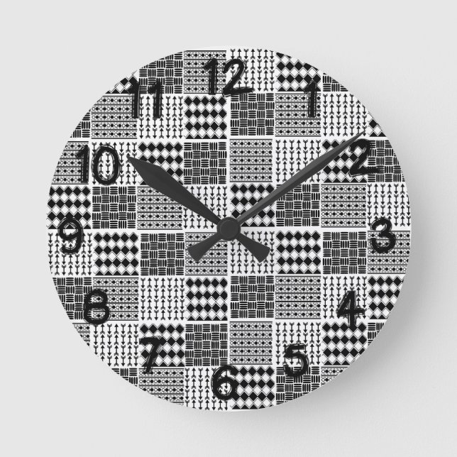 Boho Quilt Runde Wanduhr (Vorderseite)