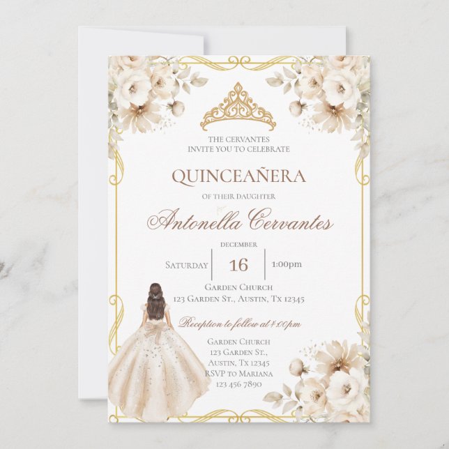 Boho Quinceanera Einladung (Vorderseite)
